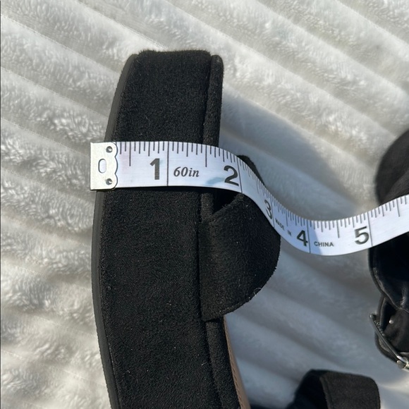 ASOS Black Suede Sandals with Wide Strap and Cushioned Sole - Picture 11 of 12